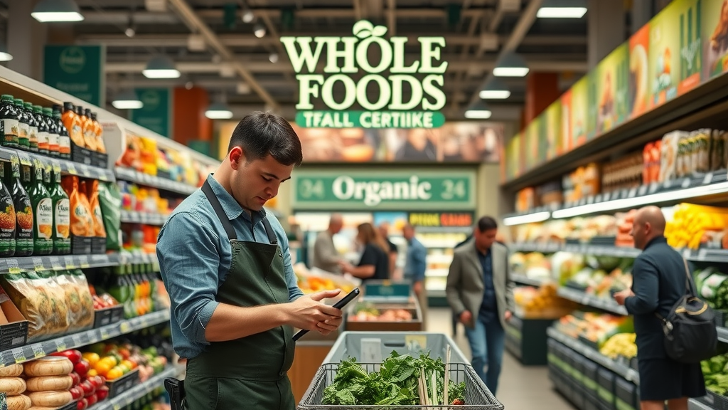 Whole Foods Market interior highlighting organic product sections and organized staff